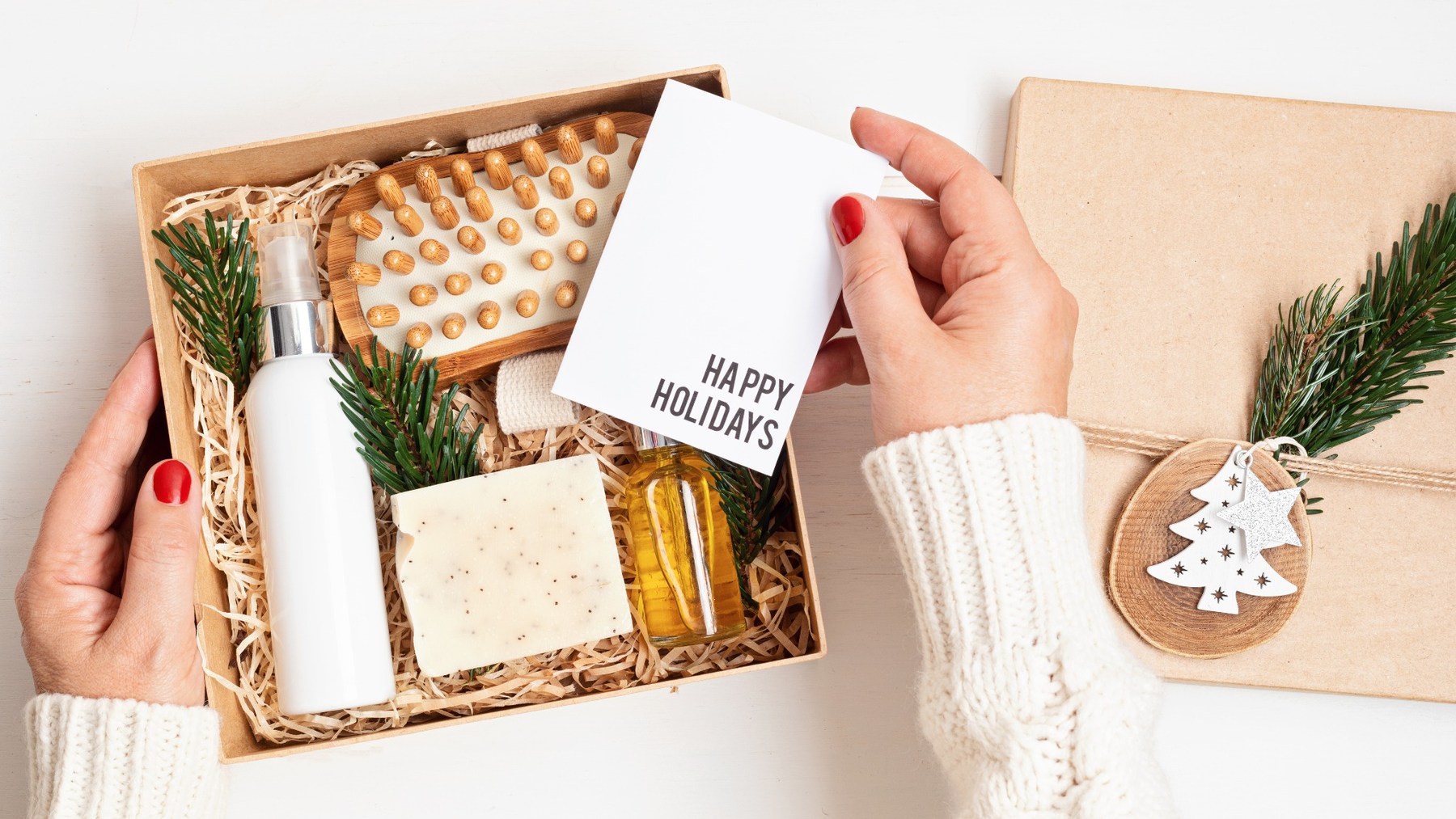 Seasonal cosmetic gift set with care products for companies